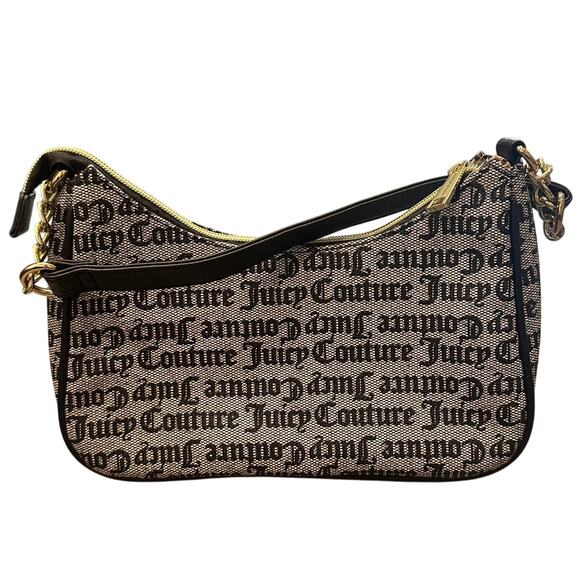 Juicy Couture Monogram Black Gothic Script Fishnet Print Mini Shoulder Bag Y2K - Picture 2 of 10